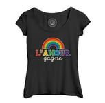 T-Shirt Femme Col Echancré L'amour Gagne Lgbtq+ Gay Lesbien Pride