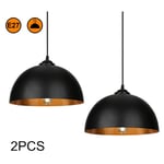 2x Suspension Luminaire led Lampe suspendue Lampe suspendue Salle à manger Abat-jour noir et or Lampe suspendue