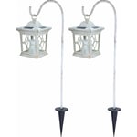 Ensemble de 2 lampes solaires d'extérieur à led debout lanterne suspendue lumière de jardin lumière de tombe extérieure