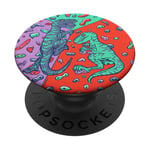 T-Rex Rock Climbing Dino Bouldering PopSockets PopGrip Adhésif