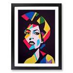 Amy Winehouse Abstract Framed Wall Art Print, Ready to Hang Picture for Living Room Bedroom Home Office, Black A2 (48 x 66 cm)