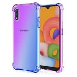 Dedux Case for Xiaomi Redmi 9AT/Redmi 9A, Gradient Color Four Corner Reinforcement Shockproof Tpu Crystal Clear Protective Phone Case Cover (Purple/Blue)