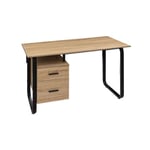 Pegane - Bureau en bois et métal coloris naturel - Longueur 120 x Profondeur 60 x Hauteur 75 cm