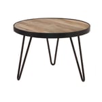 Miliboo - Table basse ronde industrielle bois manguier massif et métal noir D50 cm atelier