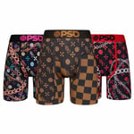 PSD Men's Animal Print Boxer Briefs - Breathable and Supportive Men's Underwear with Moisture-Wicking Fabric, Multi | Monogram Luxe 3pk, M