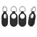 Miimall [4 Pack] Protective Case for Samsung Galaxy SmartTag2, Soft Silicone Cover Keyring, SmartTag2 Holder with Keychain, Anti-Drop Anti-Scratch Accessories for Smart Tag 2 Cases [Black×4]