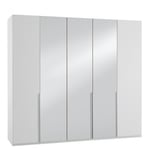 Armoire 5 portes 3 miroirs WILMA 225 cm blanche