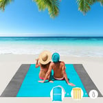 Tapis de Plage, Natte de Plage, Portable Imperméable Tapis de Plage, Serviette Impermea, Serviette de Plage Anti Sable 200x210cm avec 4 Coins de