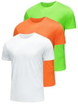 ANGEL CITIZ Mens T-Shirts Multipack Orange Hi Vis T Shirt Running Shirt Quick Dry T Shirt Dri Fit T Shirts for Men UK XL