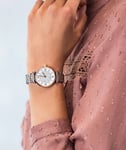 NEW EMPORIO ARMANI WOMENS WATCH TWO TONE BRACELET WITH WHITE CRYSTAL DIAL AR1926