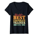 Womens Retro Motif Worlds Best Corporate Trainer V-Neck T-Shirt