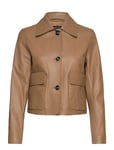 Mango 100% Leather Jacket With Buttons Brun