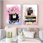 Surfilter Print on Canvas Nordic Posters and Prints Perfume Rose Lipstick Wall Art Canvas Painting Wall Pictures 19.6”x 27.5”(50x70cm) x2 No Frame