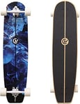 Coasto - Longboard Azur 36'' - Skateboard pour Balade, Carving, Dancing et Freeride - Planche Idéale pour Cruiser - Tout Terrain - Trucks Optimisés - Deck Pad Transparent et Adhérant - Bleu