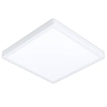 Eglo Plafonnier LED Fueva 6, lampe de plafond carrée, luminaire en saillie, éclairage pour salle de bains en plastique blanc, blanc chaud - blanc froid, IP44, 29 x 29 cm