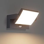 Klighten 24W Applique Exterieur/Intérieur LED avec Détecteur de Mouvement, Lampe murale avec LED Panneau Rotatif, IP65 Éclairage Lampe Moderne pour Entrée Jardin, Anthracite, Blanc Chaud 3000K