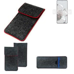 Protective cover for Xiaomi 12T dark gray red edges Filz Sleeve Bag Pouch