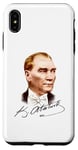 Coque pour iPhone XS Max Portrait couleur de Mustafa Kemal Atatürk et signature