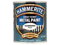  Hammerite Direct to Rust Hammered Finish Metal Paint White 750ml HMMHFW750