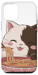 Coque pour iPhone 14 Pro Kawaii Neko Ramen Mignon Chat Ramen Japonais Nouilles Anime Drôle