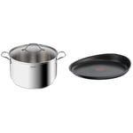 Tefal Intuition XL Grande marmite inox 28 cm / 8 L, Induction, Garantie 5 ans, Acier inoxydable & Ingenio Poêle à crêpe 27 cm, Induction, Revêtement antiadhésif, Fonte d'aluminium, Empilable