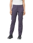 Jack Wolfskin Glastal Zip Away Pants W Pantalon de randonnée Imperméable, Pantalon Pluie, Violet foncé (Dark Grape), 23 Femme