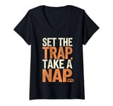 Womens Trapper Set The Trap Take A Nap Funny Trapping V-Neck T-Shirt