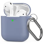 AhaStyle AirPods Case Cover Silicone [Front LED Visible & Supports Wireless Charging] Compatible with Apple Airpods 2&1(2019) (Dutch Blue & With Carabiner)