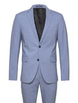 Lindbergh Plain Mens Suit - Normal Lenght Blå