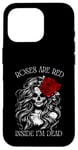 Coque pour iPhone 16 Pro Roses Are Red Inside I Am Dead Squelette Anti-Saint-Valentin