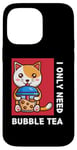 Coque pour iPhone 14 Pro Max Mignon chat kawaii boisson thé au lait bulle I Love Boba Tea