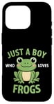 Coque pour iPhone 16 Pro Juste un garçon qui aime les grenouilles, de jolis garçons illustrés de grenouilles