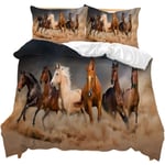 Ideko - Parure de lit 220x240cm 2 personnes cheval magnifique 3D effet 3 pieces 1 housse de couette avec 2 taies d'oreillers 63x63cm