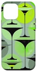 Coque pour iPhone 12 mini Martinis inspiré des années 50 en gris, vert turquoise, citron vert