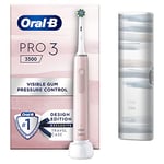 Oral-B Pro 3 Electric Toothbrushes Adults, 1 Toothbrush Head & Travel Case, 3 Modes with Teeth Whitening, 2 Pin UK Plug, Pink