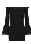 Chiffon Smock Mini Dress - Black