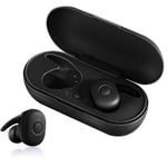 Fashion Bluetooth Earphone, Wireless Earphones Bluetooth 5.0 Mini Headphones Stereo IPX5 Waterproof Headset with Mic Earplugs for Gym Home/Phone Laptop Etc (Color : Black)