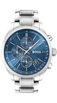 BOSS Hommes Horloge, Acier/Bleu, 44 mm