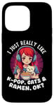 Coque pour iPhone 14 Pro Max T-shirts Ramen Lovers, j'aime vraiment la K-POP, les chats et les ramen