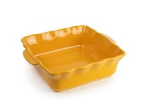 ESPRIT DE CUISINE - Plat À Four Carré En Céramique - Poignées ergonomiques - Émail Résistant Aux Rayures - Made In France - 1,7L - 23 cm - Jaune Safran