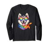 Pride Dog Rainbow Husky Dog LGBT Puppy LGBTQ Love Pride Long Sleeve T-Shirt