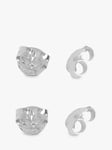 Nina B Scroll Stud Backs, 2 Pairs, Silver