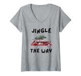 Womens Jingle all the way on family moment Merry Christmas V-Neck T-Shirt