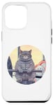 iPhone 12 Pro Max Cute Grey Fit Muscle Cat Sitting on Gym Lifting Bench Case