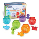 Learning Resources- Amis du Bocal Peekaboo, 10 pièces, à partir de 18 Mois, pédagogiques, bébé, éducatifs, Poissons, d’Animaux, Jouets pour Le Bain, LER6814, Blue,Green,Orange,Purple,Red, Petit