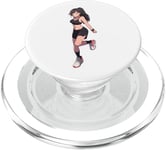 Burnette, style anime et manga, fille en soutien-gorge et short de sport PopSockets PopGrip pour MagSafe