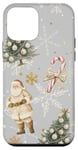 Coque pour iPhone 12 mini Coquette Père Noël et sapin de Noël esthétiques Beige neutre