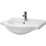 Lavabo en Céramique Blanc, 77x21,5x51,5 cm, Evier à Main, Vasque à Poser Moderne, Lavabo de Comptoir Élégant, Lavabo à Encastrer avec Trou pour