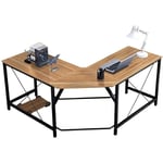 soges Bureau Informatique Coin en Forme de L Table 150 + 150cm en Bois pour Ordinateur Portable Station de Travail avec Support CPU étude Table pour