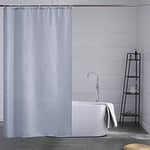 Furlinic Petit Rideau de Douche Tissu Imperméable Lavable avec 8 Crochets Anti Moisissure en Polyester Rideau Baignoire Bleu Gris 120x180cm pour Salle de Bain